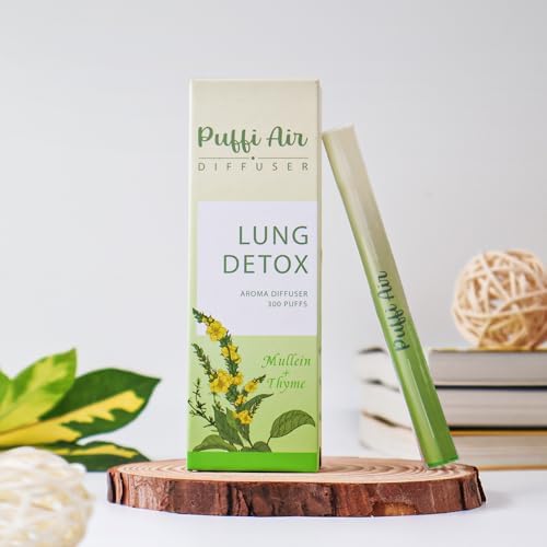 Lung Detox Aroma Diffuser | Natural Mullein Leaf Aromatherapy Support | Lung Health & Detox | Nicotine Free Lung Cleanser | Respiratory & Immune Support | Herbal Mullein Diffuser Pen 300 Uses PUFFIAIR