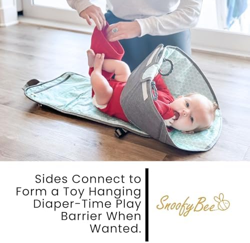 SnoofyBee - Portable Playtime Changing Pad: 3-in-1 Diaper Clutch, Changing Station, and Clean Hands Toy Barrier. Water-Resistant and Stylish, with Dual Storage Pockets. Black-2024-Improved-Version SnoofyBee