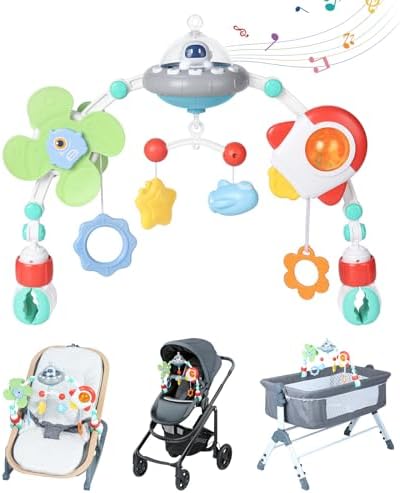 Orzbow Stroller Arch Toy for Baby, Musical Carseat Toys Hanging with Teething, Baby Mobile for Crib Bassinet Car Seat and Bouncer, Car Seat Activity Toy for Babies 0-12 Months Orzbow