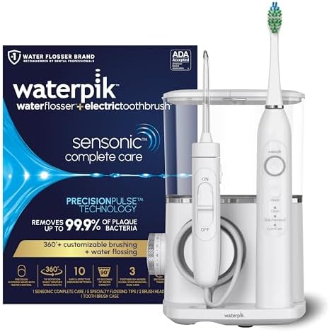 Waterpik Sensonic Complete Care Water Flosser and Rechargeable Electric Toothbrush Combo Set, CC-04, White, Packaging May Vary Waterpik