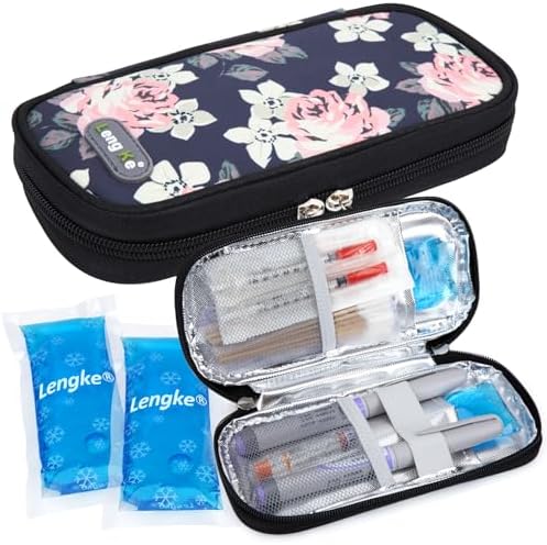 YOUSHARES Insulin Cooler Travel Case, Diabetes Travel Case with 2 TSA Approved Ice Pack Keep Medicine Cool and Stable, Diabetic Organizer Cooling Bag for Insulin Pen and Diabetic Supplies (Blue) YOUSHARES