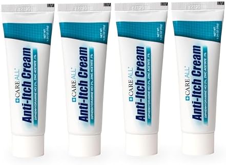 CareAll Anti-Itch Cream 1.25oz (4 Pack) Histamine Blocking, Diphenhydramine HCI 2% Topical Analgesic & Zinc Acetate 0.1% Skin Protectant for Temporary Pain and Itch Relief from Common Outdoor Itches CareAll