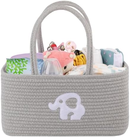 OIAHOMY Diaper Caddy Organizer for Baby, Portable Baby Basket with Handles, Baby Gift Basket for Newborn, Diaper storage Organizer for Changing Table and Car-White OIAHOMY