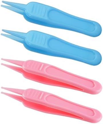 4-Piece Nose Cleaning Tweezers Safe and Effective Clip Care Ear, Nose And Navel Cleaning Tool Pliers, Pink&blue Ctfrqc