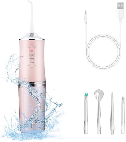 Electric Water Flosser Cordless for Teeth 3 Modes 4 Jet Tips Cleaning and Flossing Water Dental Portable Floss Irrigator Oral Water Flossed Rechargeable Tonsil Stone Travel Adults Houscly