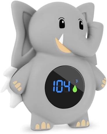 Baby Bath Thermometer, with LED Display and Temperature Warning,Kids' Bathroom Safety Products,Bath Thermometer for Infants, Newborn Bath Safety Toy Thermometer (Elephant) Asrio