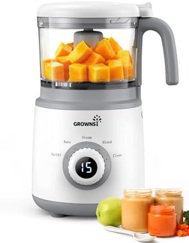 GROWNSY Baby Food Maker One-Button Baby Food Processor Steamer Grinder Blender In One, Auto Cooking & Grinding Baby Puree Maker Blender Machine with Self Clean Healthy Homemade Baby Food BPA Free GROWNSY