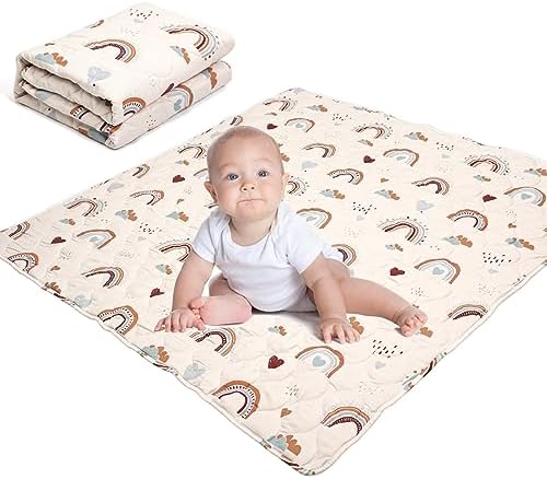 Baby Play Mats for Floor,50x50 Play Mat for Playpen,Thick One-Piece Crawling, Non-Slip Cushioned Baby Playmat for Infants, Foldable and Washable Baby Playpen Boho Rainbow (50X50 inch Square) Ndahjahd