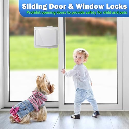 Sliding Door Lock, 2 Pack Child Safety Sliding Glass Door Lock for Sliding Glass Doors, Sliding Windows, Sliding Closet, etc. Easy to Installation Provides More Security for Your Baby and Pets ZRFCXE