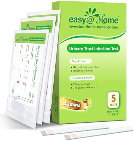 Easy@Home UTI Test Strips: Highly Accurate Urinary Tract Test Kit for Women Men, Bladder Infection UTI Urine Testing, Quick Results, OTC Use (UTI - 5 Pack) Easy@Home