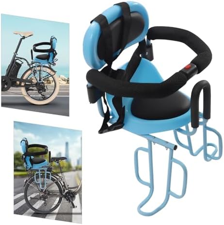 Rear Child Bike Seat for Adult Bike Attachment, Portable Back-Mounted Baby Safety Rear Seat with Soft Cushion and Foot Pedal for Children Toddlers and Kids,Blue PLOCVB