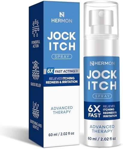 Hermon Jock Itch Spray for Men: Powerful Treatment for Jock Itch - Extra Strength Spray Liquid Provides Soothing - 2.02 Fl Oz (Pack of 1) Hermon