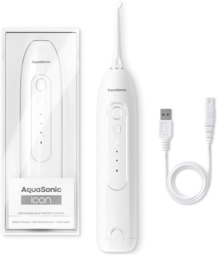 AquaSonic Icon Water Flosser – Cordless Rechargeable Water Flossers for Teeth & Braces – Waterproof Portable Dental Cleaning with Jet Tip – Braces Home Travel - Blush AQUASONIC