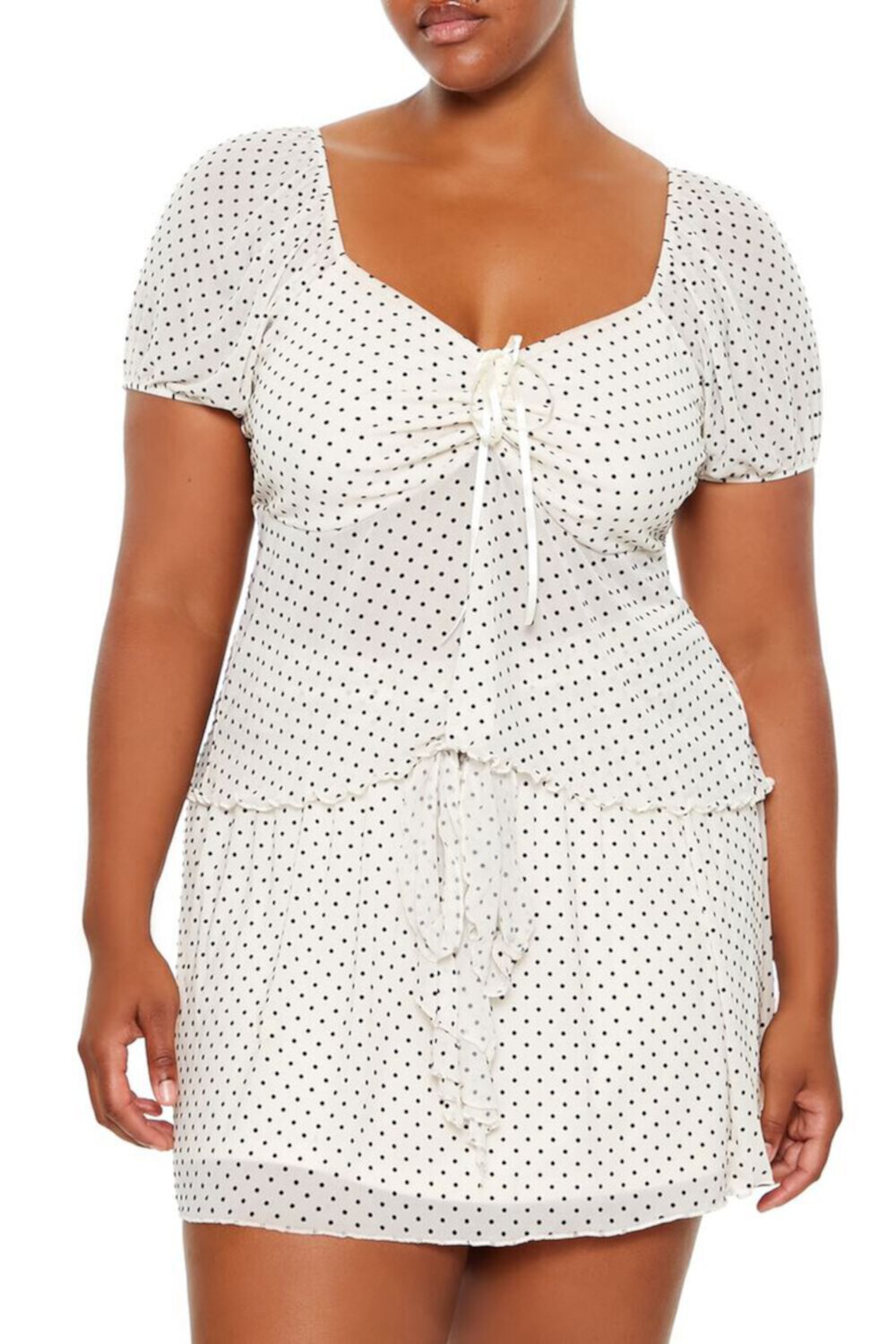 Plus Size Polka Dot Mesh Top FOREVER21