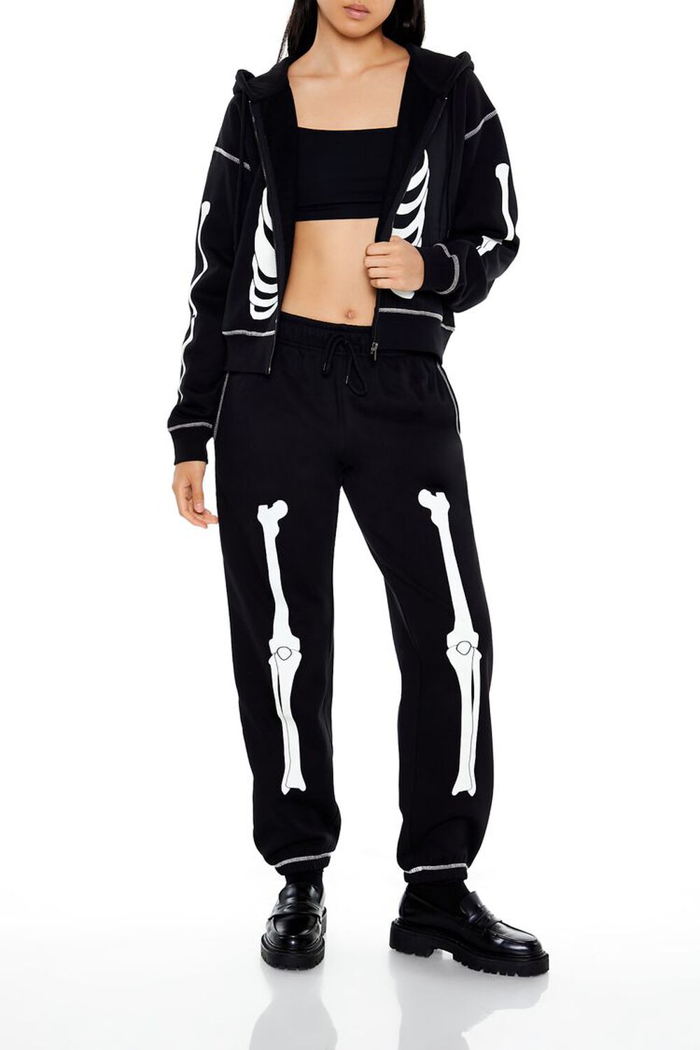 Женские Джоггеры FOREVER21 Fleece Skeleton Graphic FOREVER21