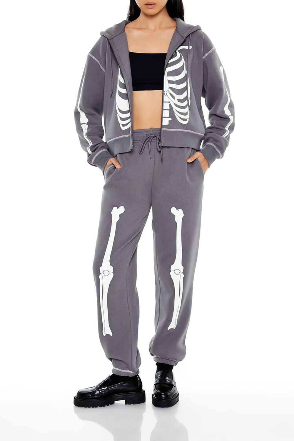 Женские Джоггеры FOREVER21 Fleece Skeleton Graphic FOREVER21