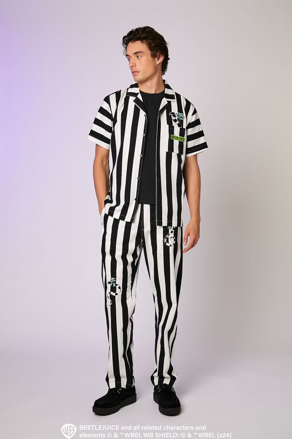 Брюки с полосками в стиле Beetlejuice с вышивкой и петлями для пояса Forever21