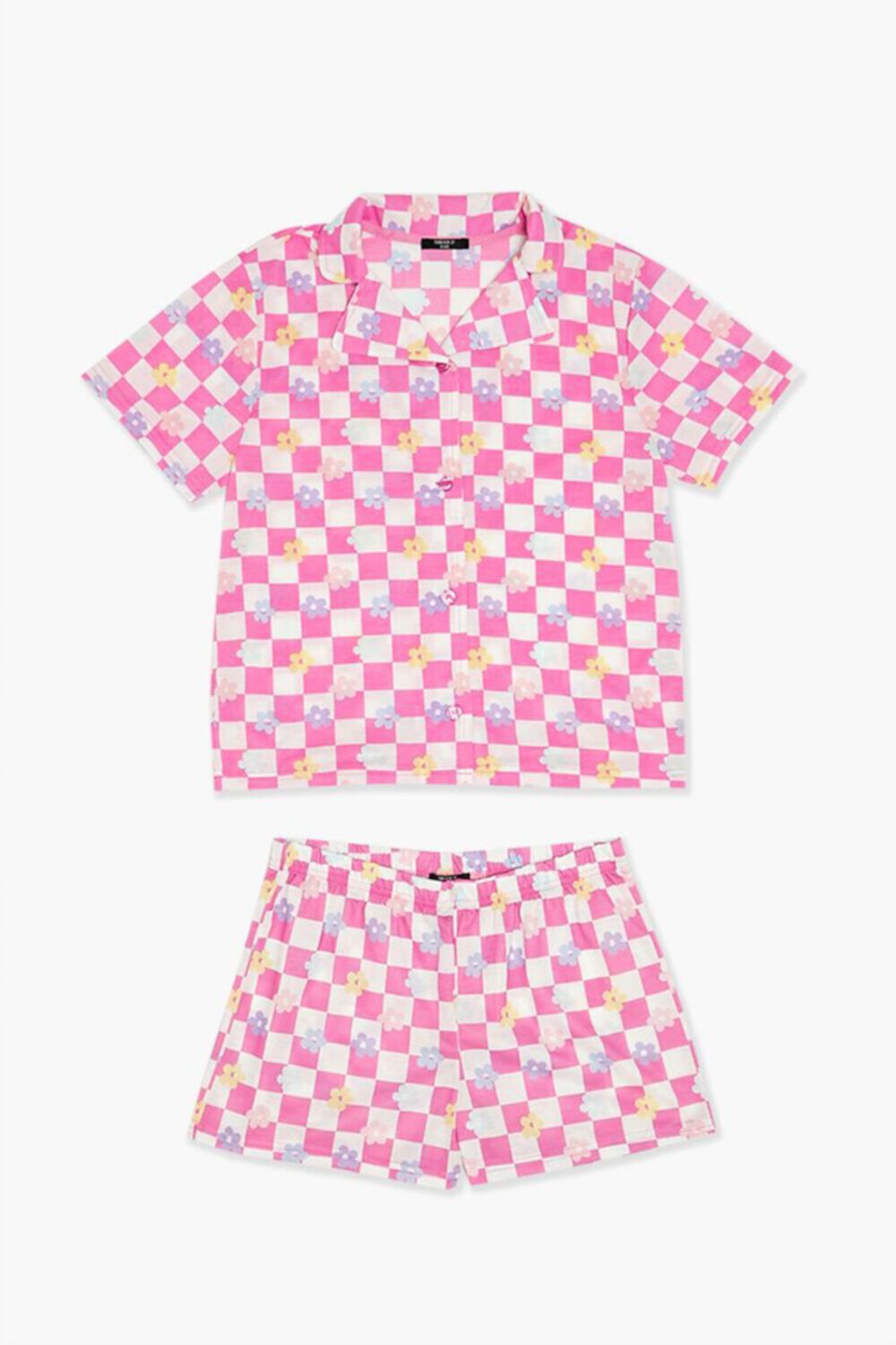 Детская Пижама FOREVER21 Girls Checkered Shirt & Shorts Pajama Set FOREVER21