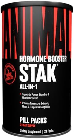 Animal Stak – Complete Natural Hormone Booster Supplement with Tribulus – Natural Testosterone Booster for Athletes – Contains Estrogen Blockers – 1 Month Cycle Animal