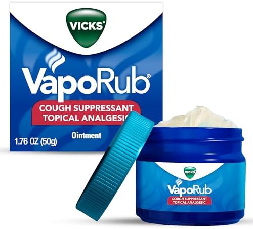 Vicks VapoRub, Original, Cough Suppressant, Topical Chest Rub & Analgesic Ointment (Мазь), Medicated Vicks Vapors, Relief from Cough Due to Cold, Aches & Pains, 1.76oz Vicks