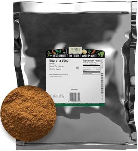 Frontier Co-op Guarana Powder, 1lb Bulk Bag - Pure Powder from Natural Guarana Seeds, Ideal for Energizing Beverages & Guarana Drinks, Kosher Frontier Co-op