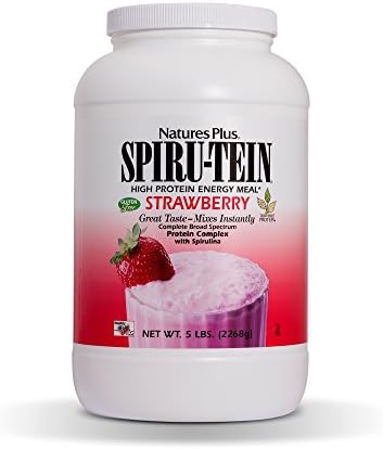 NaturesPlus SPIRU-TEIN Shake - Strawberry - 5 lbs, Spirulina Protein Powder (Порошок) - Plant Based Meal Replacement, Vitamins & Minerals For Energy - Vegetarian, Gluten-Free - 67 Servings (Порции) Natures Plus