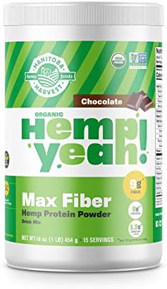 Manitoba Harvest Hemp Yeah! Organic Max Fiber Protein Powder (Порошок), Omegas 3&6 per Serving (Порция), Chocolate, 16 Ounce, Packaging May Vary Manitoba Harvest