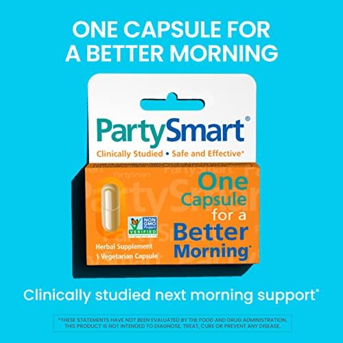 Himalaya PartySmart, One Capsule for a Better Morning After Drinking, Plant Based, Liver Support, Alcohol Breakdown, Clinically Studied, Non-GMO, Herbal Supplement, 10 Capsules Himalaya