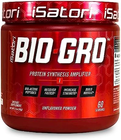 iSatori BIO-GRO Protein Synthesis Amplifier, for Muscle Recovery & Growth, Enhanced Stimulant Free Pre Workout & Colostrum Supplement with Bio-Active Peptides- Unflavored (Без вкуса) (60 Servings (Порции)) Isatori