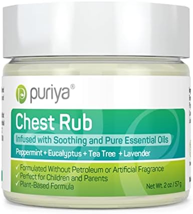 Puriya Chest Rub Cream (Крем) Support for Congestion and Sinuses, Breathe Ease Balm, Plant Rich Active Formula, Eucalyptus Oil, Lavender, Tea Tree, Supports Sinus and Nasal Passages, Safe for Kids and Adult Puriya