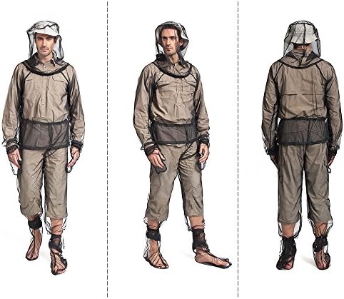 LIXADA Mesh Suit Set with Jacket Hood, Mitts, Socks & Storage Sack - Ultra-fine Net Mesh Clothing for Fishing Hiking Camping LIXADA