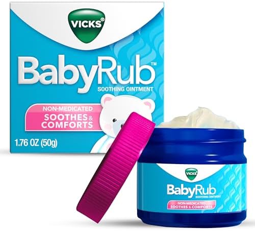 Vicks BabyRub Chest Rub Ointment (Мазь) with Soothing Aloe, Eucalyptus, Lavender, and Rosemary, from the makers of VapoRub, 1.76 oz (Унции) Vicks