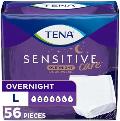 Tena Incontinence Underwear for Women, Overnight Absorbency, Sensitive Care - Large - 56 Count Tena