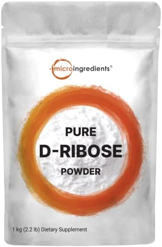 Pure D Ribose Powder, 1 KG (2.2 Pound & 200 Servings) - Hair Support Supplement, Natural Simple Sugar, Dissolves Clear, Pharmaceutical Grade - Filler Free, No GMOs, No Gluten & Water Soluble Micro Ingredients