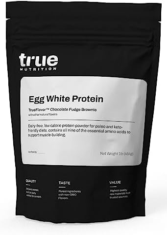 True Nutrition Egg White Protein Powder (Порошок) - Low Carb, Paleo, Keto, Carnivore, Lactose-Free, Gluten-Free (Chocolate Fudge Brownie, 1lb) True Nutrition