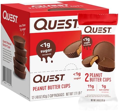 Quest Nutrition Peanut Butter Cups, 11g Protein, 1g Sugar, Low Carb, Gluten Free, Keto Friendly, 12 Count Quest Nutrition