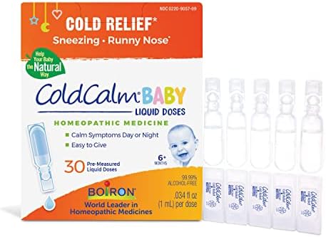 Boiron ColdCalm Baby Single-Use Drops (Капли) for Relief from Cold Symptoms of Sneezing, Runny Nose, and Nasal Congestion - Sterile and Non-Drowsy Liquid (Жидкость) Doses - 30 Count Boiron