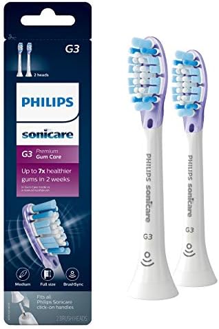 Philips Sonicare Genuine G3 Premium Gum Care Replacement Toothbrush Heads, 2 Brush Heads, White, HX9052/65 Philips Sonicare