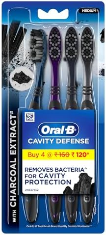 Oral B Cavity Defense 123 Black Toothbrush � Medium (Pack of 4) Oral-B