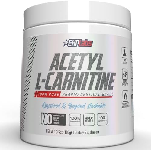 EHP Labs Acetyl L Carnitine Powder - Supports Natural Energy Production, Assists in Healthy Brain Function, Supports Heart Health, Vegan, Gluten Free, Non GMO - 100 Servings EHP Labs