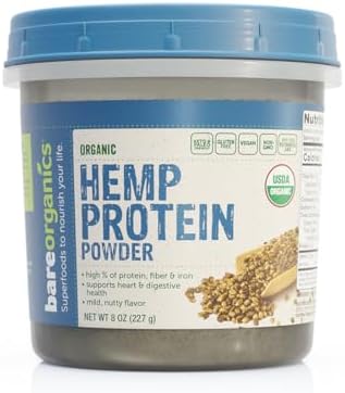 BareOrganics Hemp Seed Protein | USDA Organic, Non-GMO & Vegan, 8oz, 8.0 Ounce BareOrganics