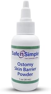 Safe n' Simple Stoma Skin Barrier Powder (Порошок) - 1 oz (Унции) - Medicated Protective Skin Barrier Powder - Skin Barrier Protection Ostomy Powder Supplies - Stoma Adhesive Powder Safe n' Simple