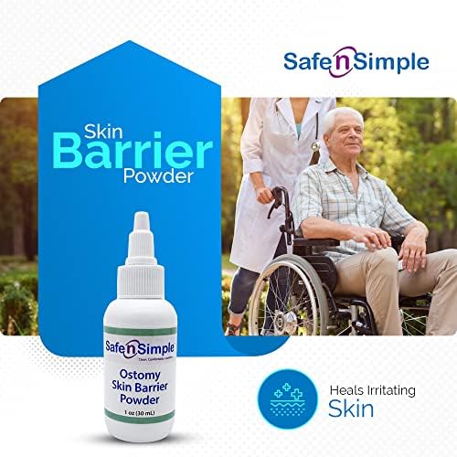 Safe n' Simple Stoma Skin Barrier Powder - 1 oz - Medicated Protective Skin Barrier Powder - Skin Barrier Protection Ostomy Powder Supplies - Stoma Adhesive Powder Safe n' Simple