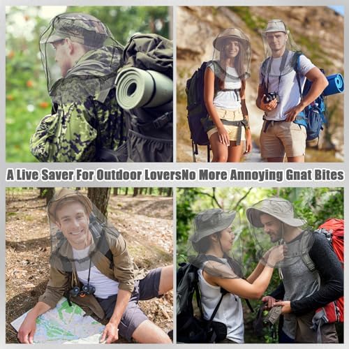 6 Pack Mosquito Head Net Bug Head Net Insects Mesh Head Net for Outdoor Face Neck Head Protecting HESTYA