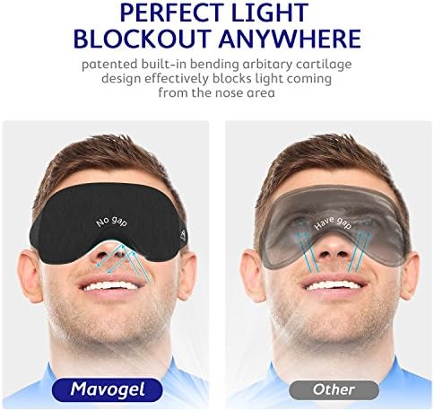 Маска для сна Mavogel Cotton Sleep Mask - Обновленный дизайн, блокирующая свет, мягкая и комфортная маска для глаз для мужчин и женщин, маска для сна/сменной работы, включает дорожный футляр, серый и черный Mavogel