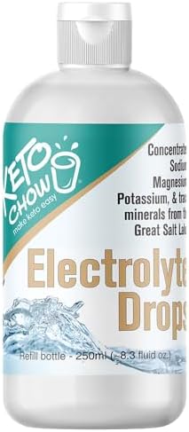 Keto Chow - Electrolyte Hydration Drops (Капли) - Keto Diets & Intermittent Fasting - Immune Support - Gluten & Sugar Free - Paleo - Sodium, Magnesium, Potassium & Trace Minerals - Unflavored (Без вкуса) - 4 fl oz (Жидкие унции) Keto Chow