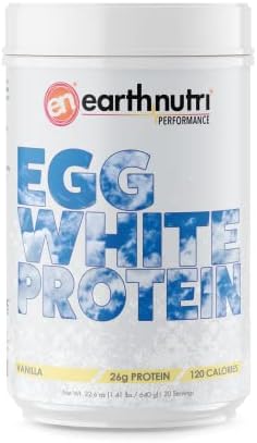 EarthNutri - Egg White Protein Powder (Порошок) for Pre, Intra or Post Workout and Muscle Growth Support, 26g of Protein, Vanilla Flavor, 20 Servings (Порции) Earth Nutri