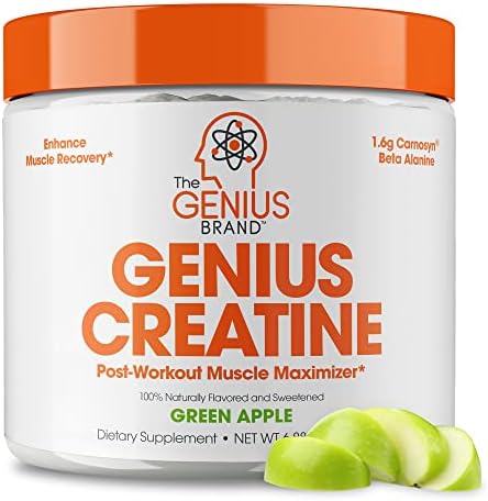 Genius Micronized Creatine Monohydrate Powder (Порошок), Post Workout Supplement, Unflavored (Без вкуса) - 100% Naturally Flavored & Sweetened - Supports Muscle Building, Cellular Energy & Cognitive Function – 170g The Genius Brand