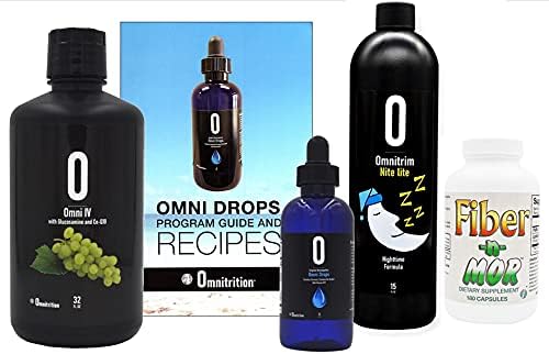 Omnitrition Omni Drop Program Bundle - the "FAB4" Includes: Omni Drops (Капли) Diet Drops With Vitamin B12 - 4 Ounce Bottle With Program Guide, Omni IV With Glucosamine, OmniTrim Nite Lite, Fiber n Mor Omnitrition