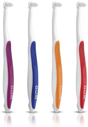 GUM End Tuft Toothbrush - Extra Small Head For Hard-to-Reach Areas - Implants, Back Teeth, and Wisdom Teeth - Soft Dental Brush for Adults (6pk) Gum